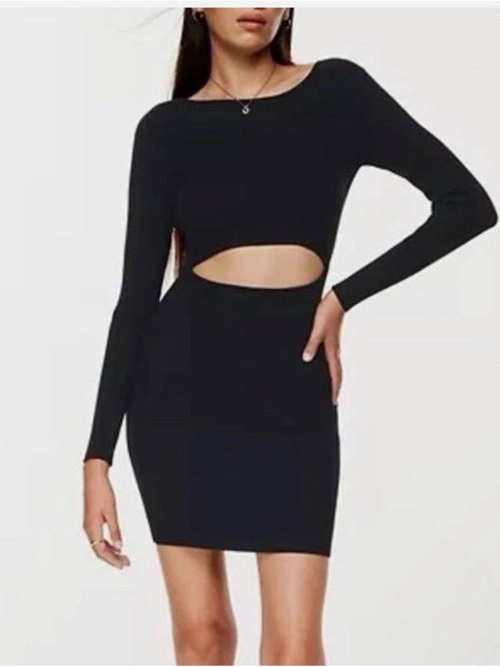 Wilfred Free Aritzia Cutout Ribbed Long Sleeved Mini Dress